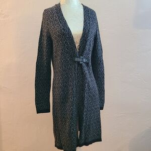 Peck & Peck Leopard Animal Print Long Cardigan/Sweater - size Small